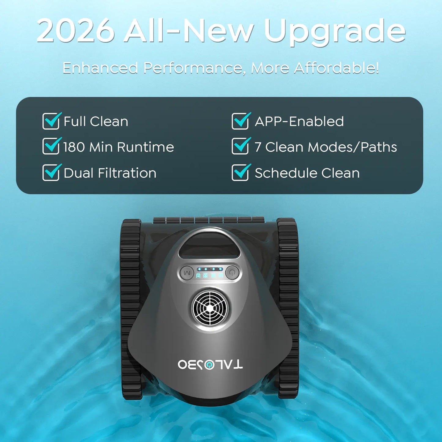 (2026 new)Talosbo C1 Cordless Robotic Pool Vacuum Cleaner with Wall &Waterline Cleaning, for Inground Pools Up to 1615 sq.ft, 180 Min,Dual Filtration, Smart Navigation, App Support