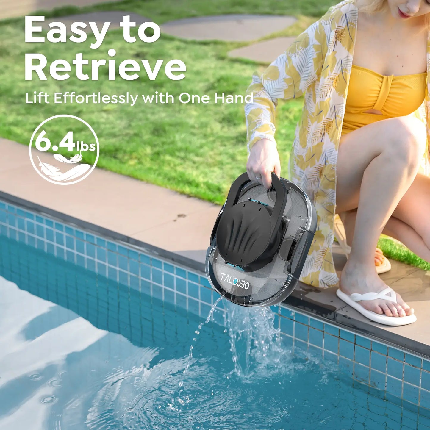 2026 TALOSBO S1 Pro Max Cordless Pool Cleaner – Dual Motor Suction, 130-Min Runtime, Fast Charging, Large-Capacity Filter Basket & Smart Self-Parking for Above-Ground Pools