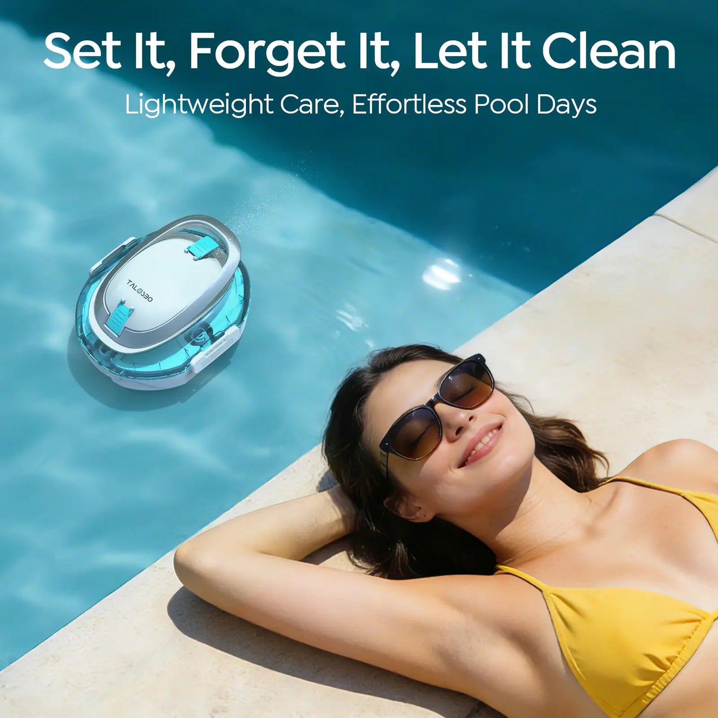 Talosbo S2 Cordless Robotic Pool Cleaner -Blue White