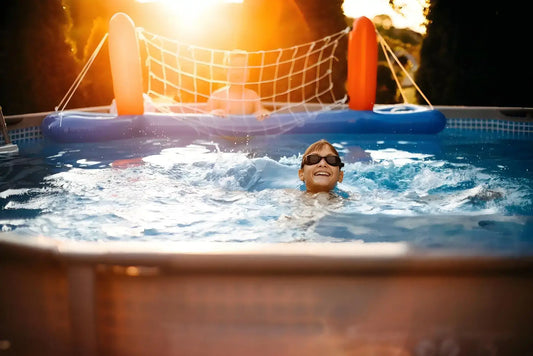 An above ground pool