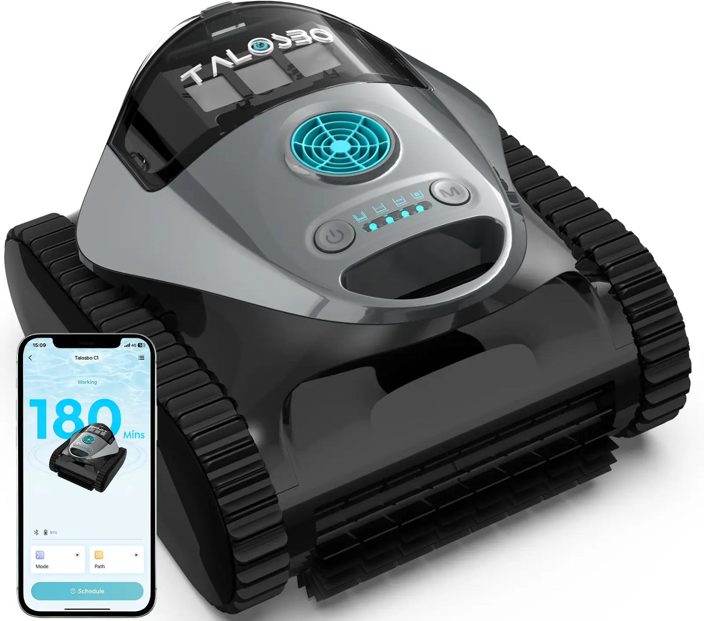 Talosbo C1 Cordless Robotic Pool Vacuum Cleaner with Wall Climbing, Waterline Cleaning, App Control, 180-Min Runtime for Inground Pools