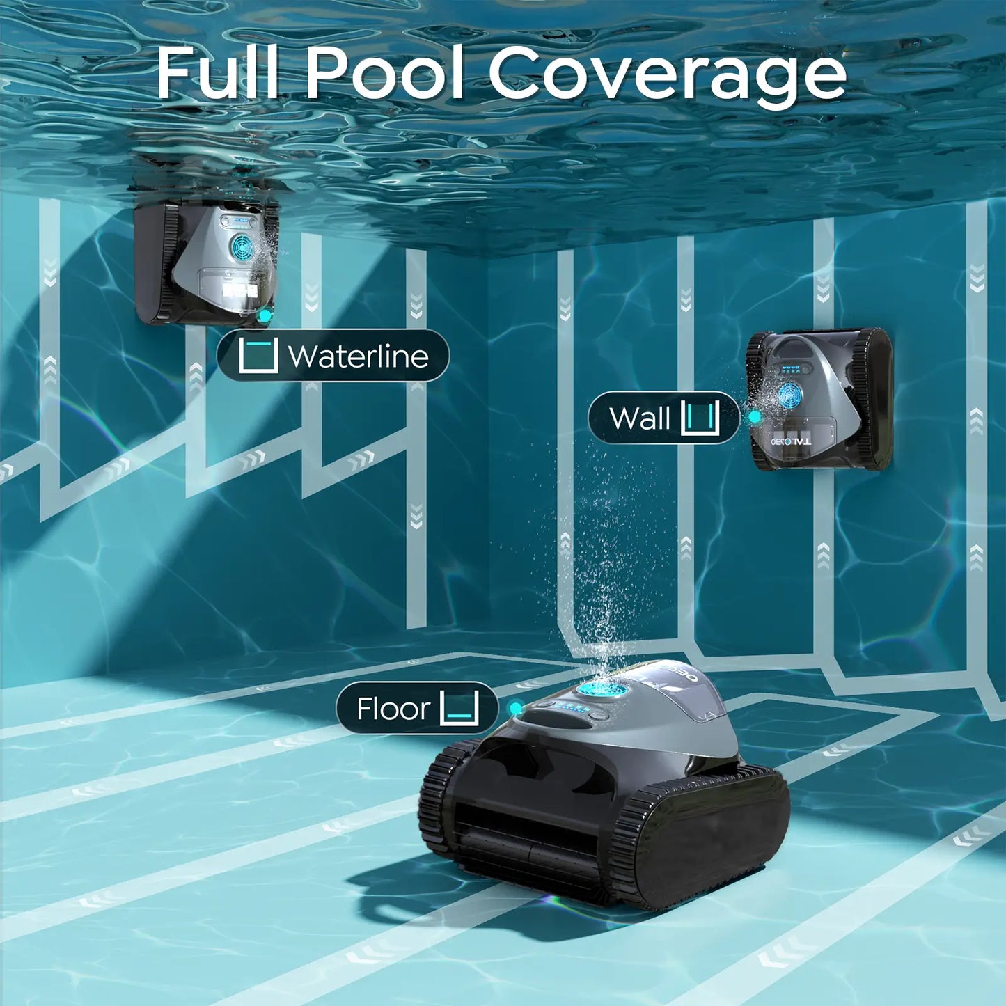 Talosbo C1 Cordless Robotic Pool Vacuum Cleaner with Wall Climbing, Waterline Cleaning, App Control, 180-Min Runtime for Inground Pools