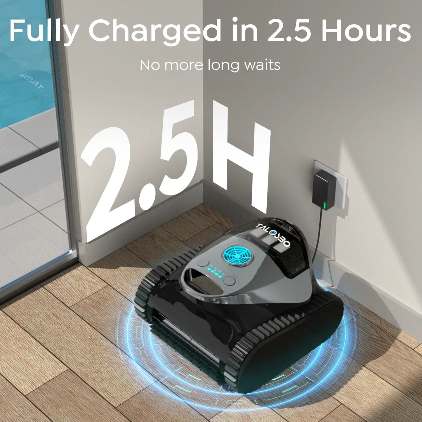 Talosbo C1 Cordless Robotic Pool Vacuum Cleaner with Wall Climbing, Waterline Cleaning, App Control, 180-Min Runtime for Inground Pools