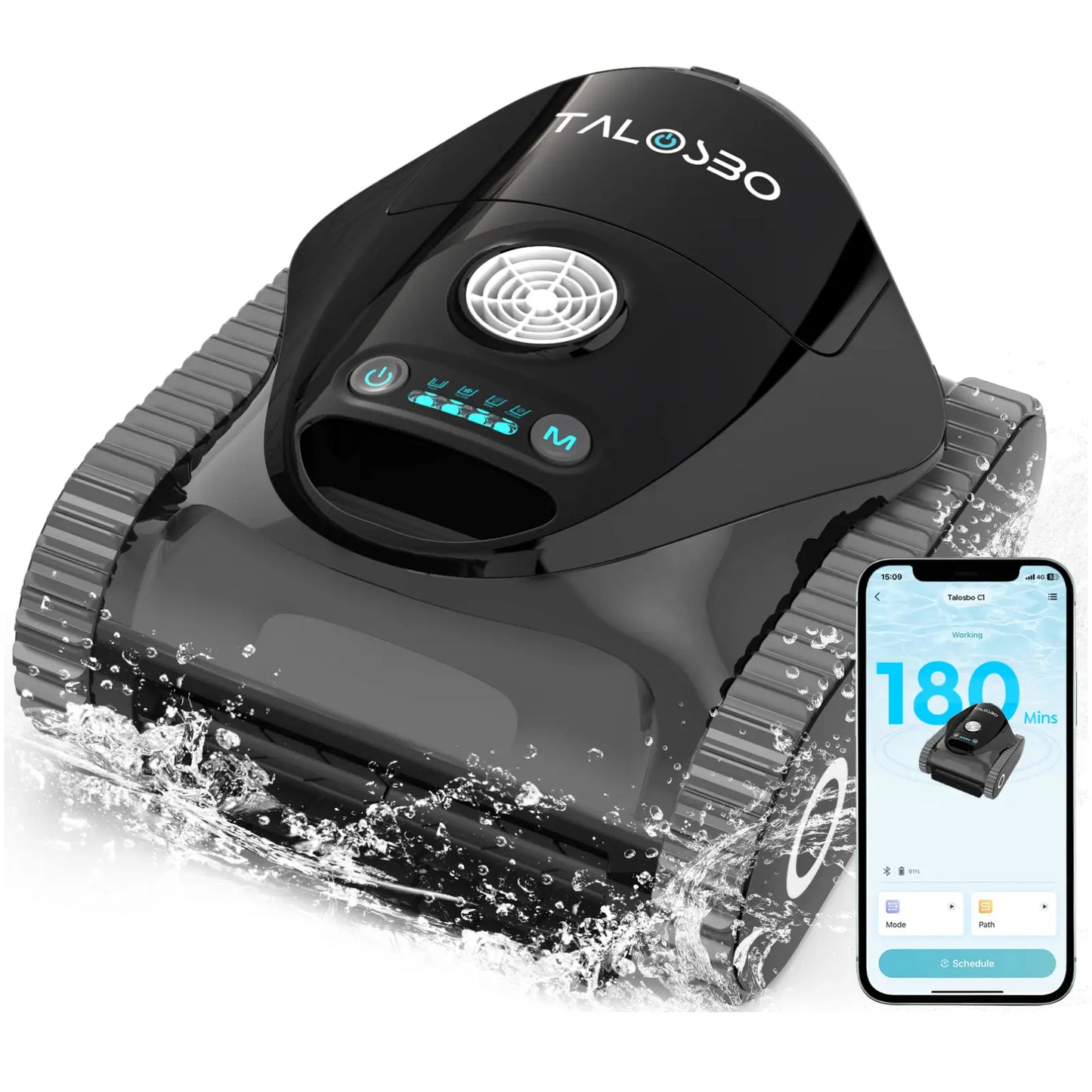 Talosbo C1 Cordless Robotic Pool Vacuum Cleaner-Gray Black