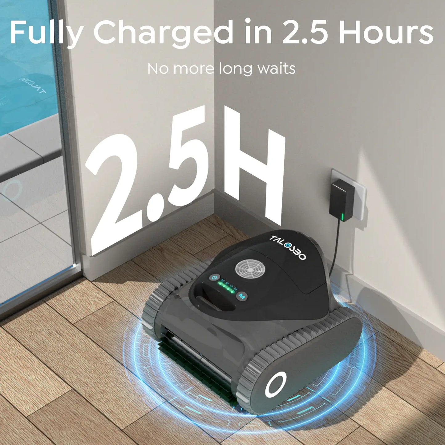 Talosbo C1 Cordless Robotic Pool Vacuum Cleaner-Gray Black