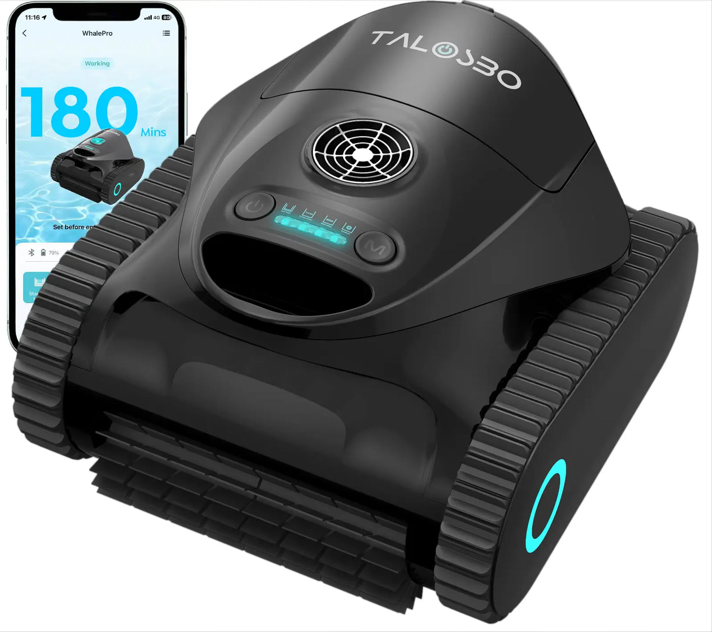 (2026 new)Talosbo C1 Cordless Robotic Pool Vacuum Cleaner with Wall &Waterline Cleaning, for Inground Pools Up to 1615 sq.ft, 180 Min,Dual Filtration, Smart Navigation, App Support