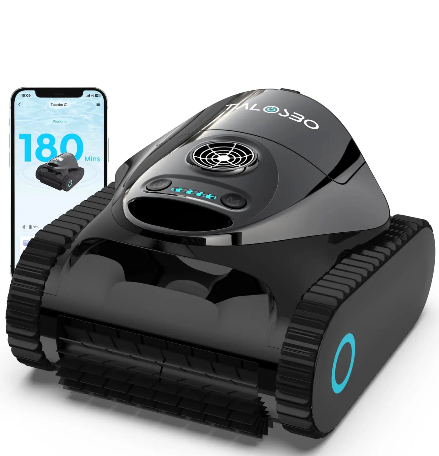 Talosbo C1 Cordless Robotic Pool Vacuum Cleaner Black White