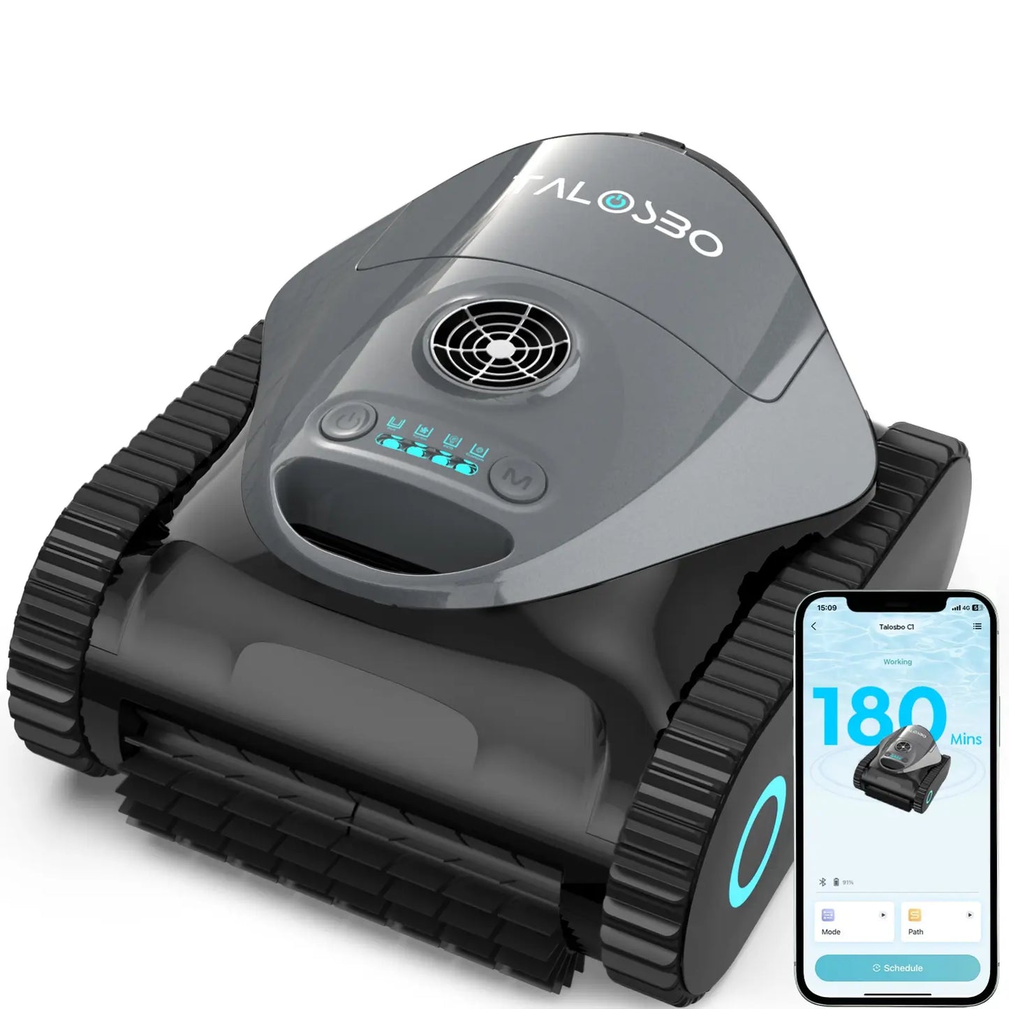 Talosbo C1 Cordless Robotic Pool Vacuum Cleaner Black White