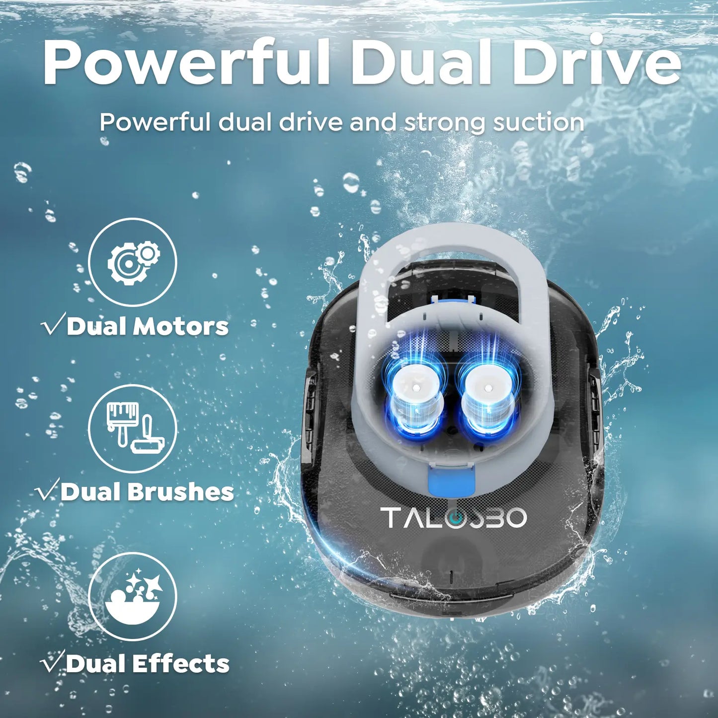 Talosbo S1PRO Cordless Robotic Pool Cleaner -Black White