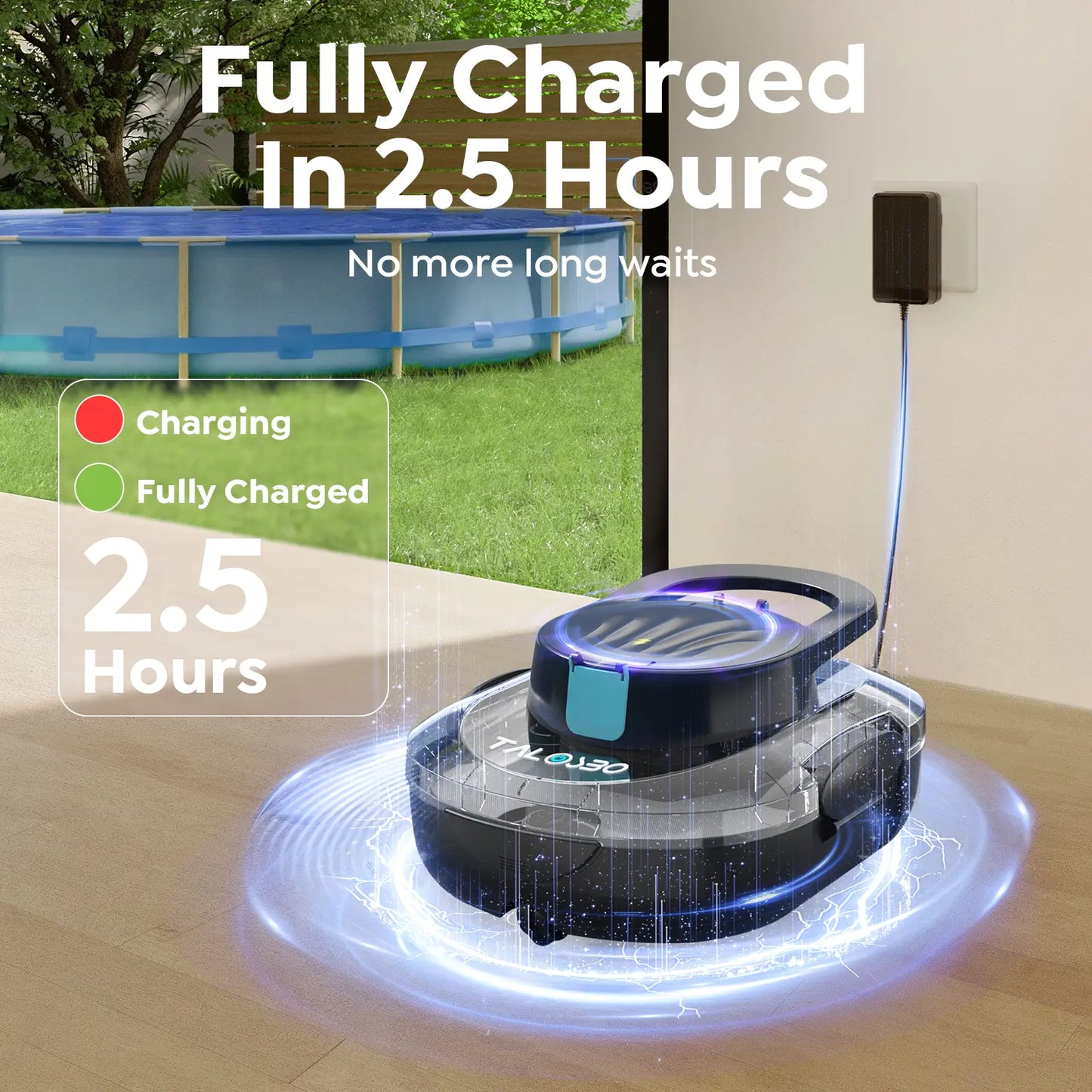 2026 TALOSBO S1 Pro Max Cordless Pool Cleaner – Dual Motor Suction, 130-Min Runtime, Fast Charging, Large-Capacity Filter Basket & Smart Self-Parking for Above-Ground Pools