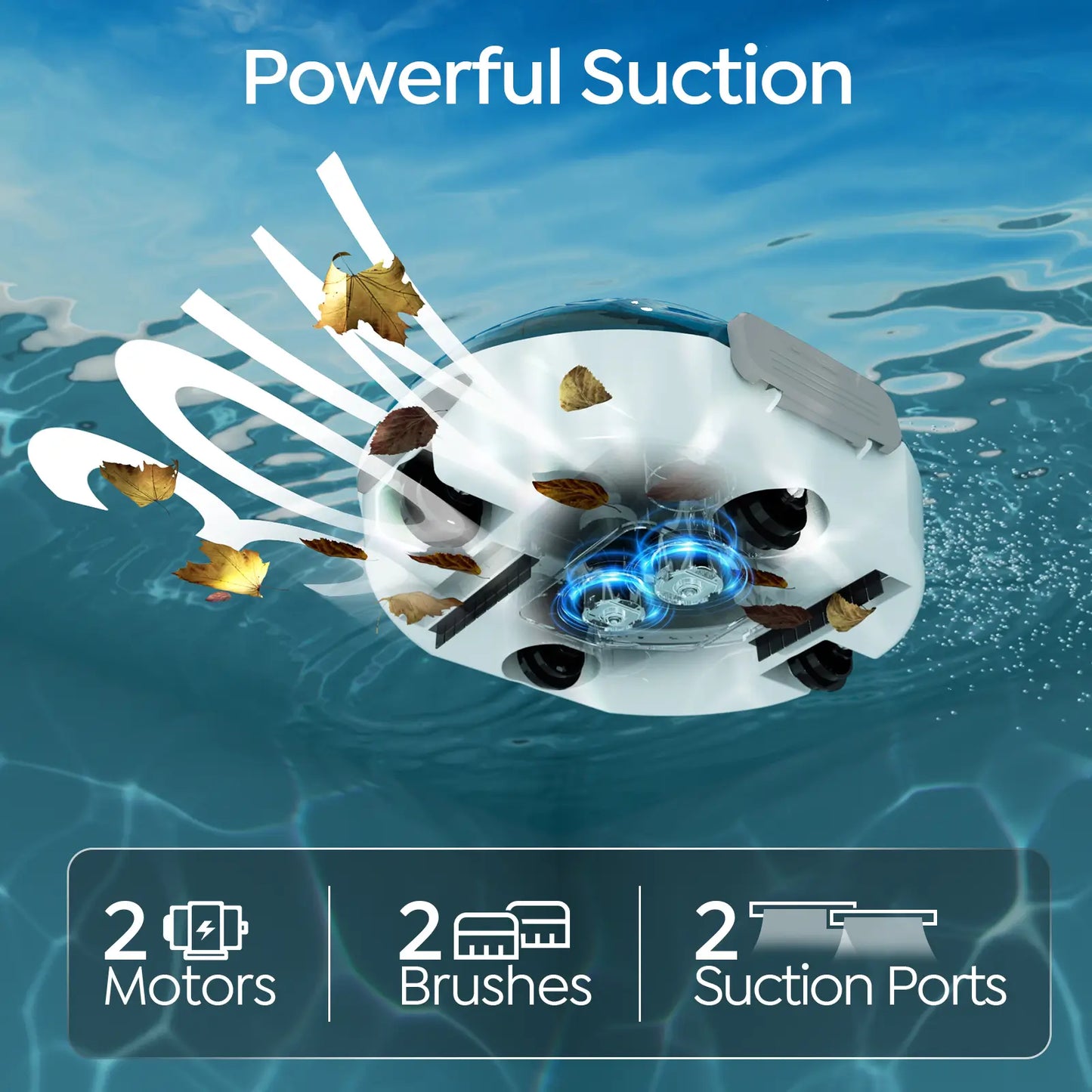 Talosbo S2 Cordless Robotic Pool Cleaner -Blue White