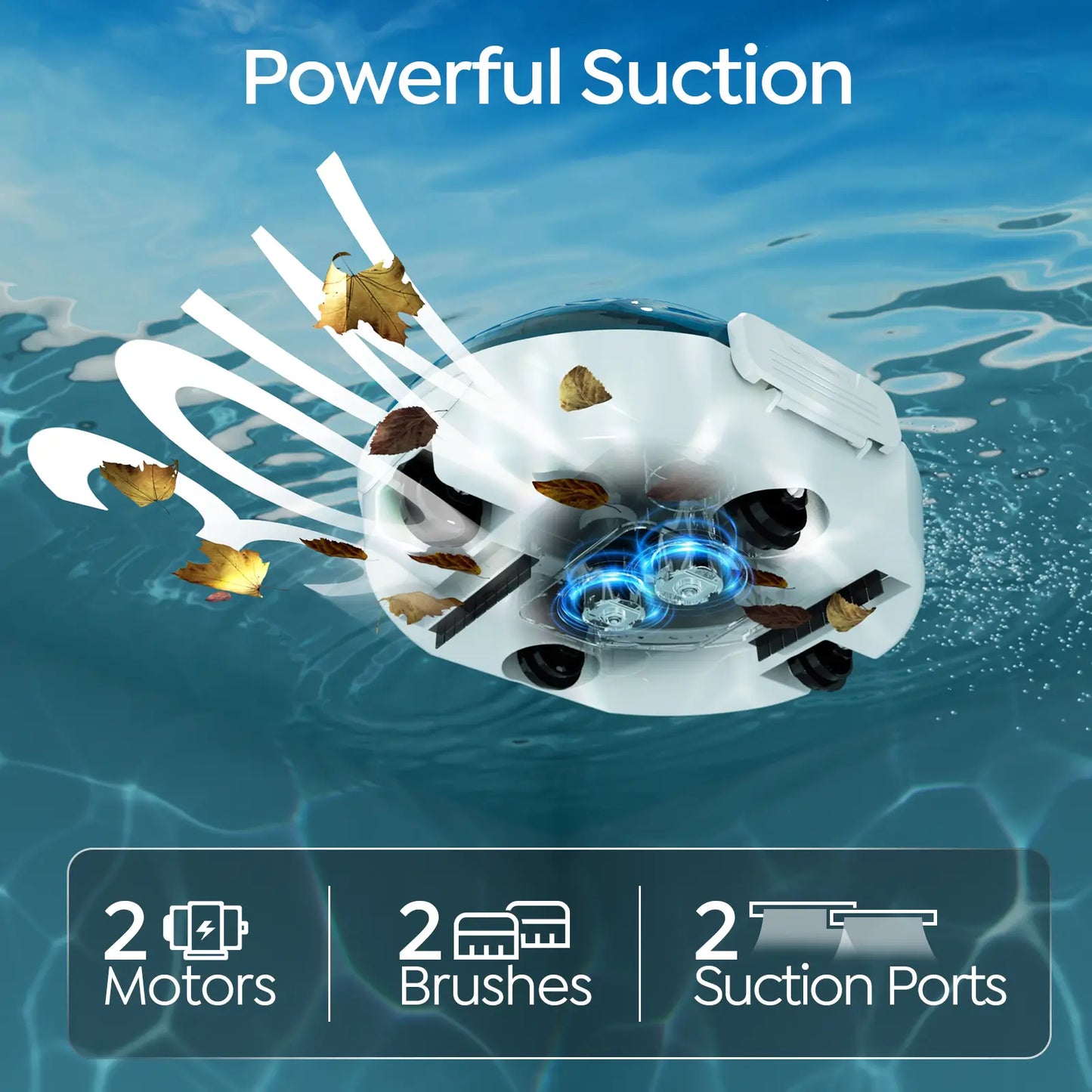 Talosbo S2 Cordless Robotic Pool Cleaner -Blue White