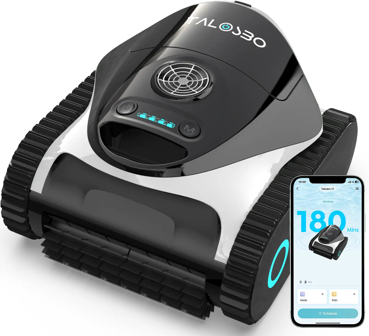 Talosbo C1 Cordless Robotic Pool Vacuum Cleaner Black White