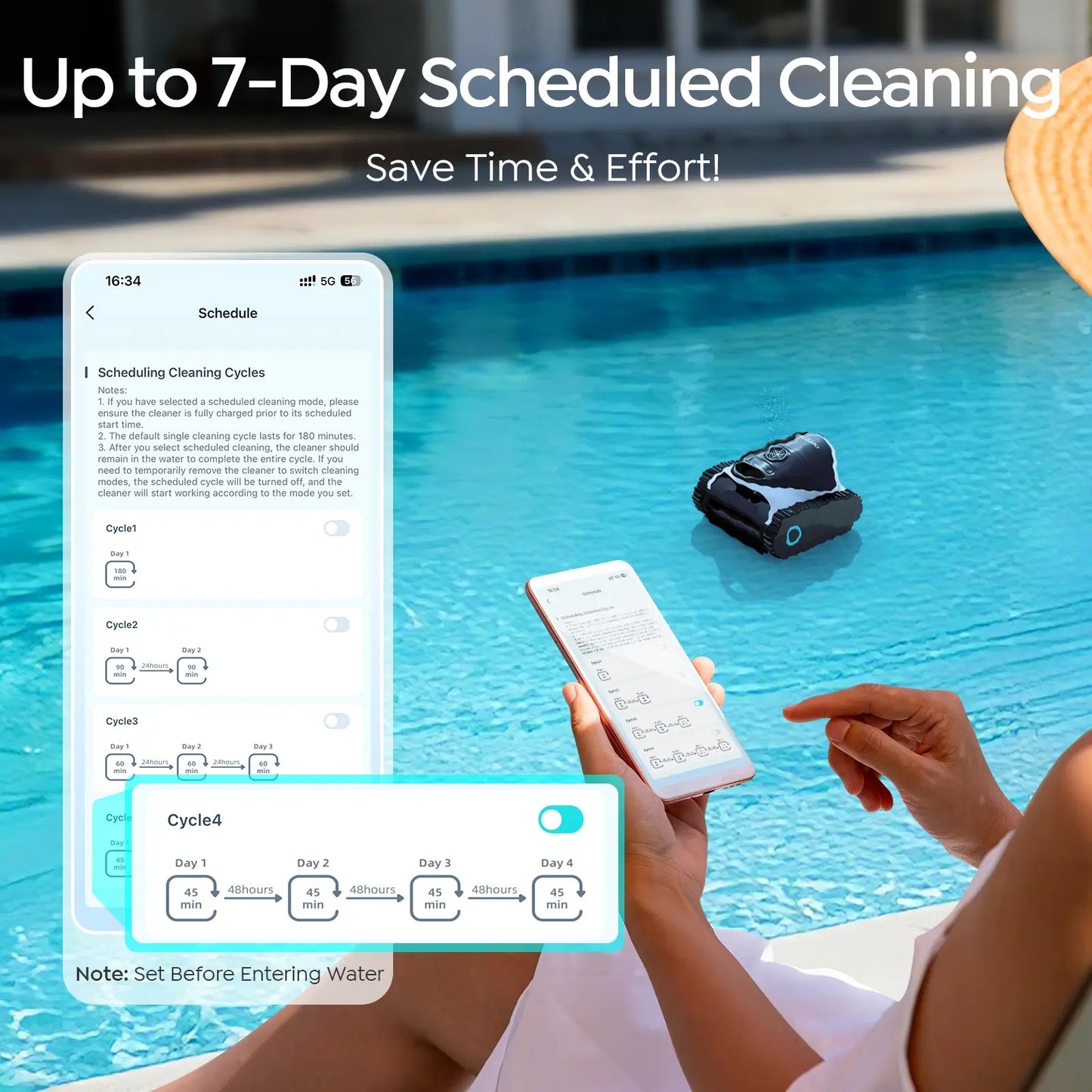 Talosbo C1 Cordless Robotic Pool Vacuum Cleaner Black White