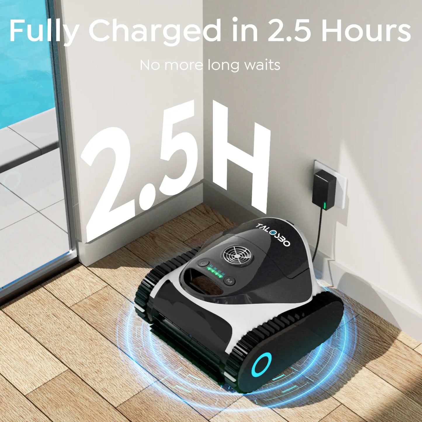Talosbo C1 Cordless Robotic Pool Vacuum Cleaner Black White