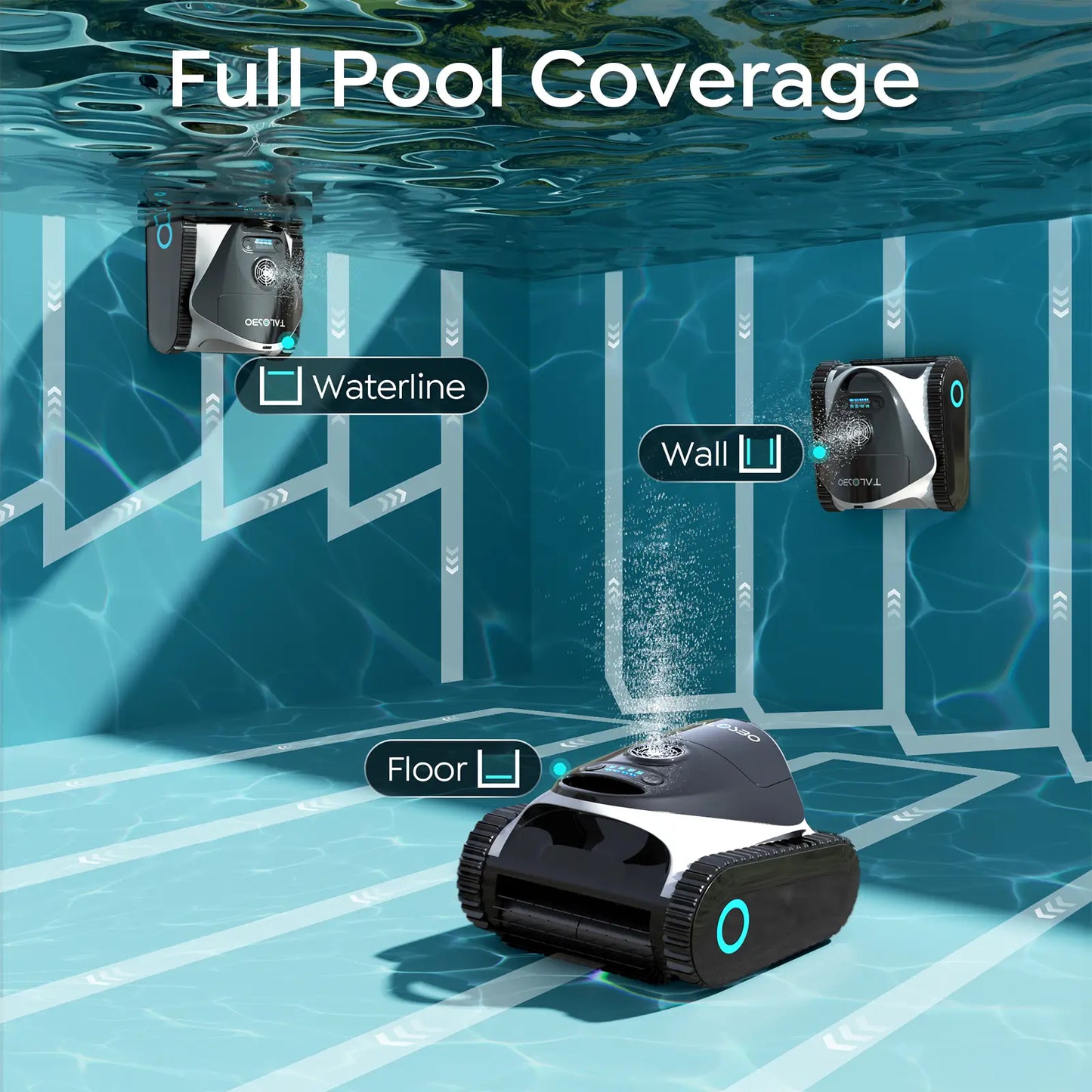 Talosbo C1 Cordless Robotic Pool Vacuum Cleaner Black White