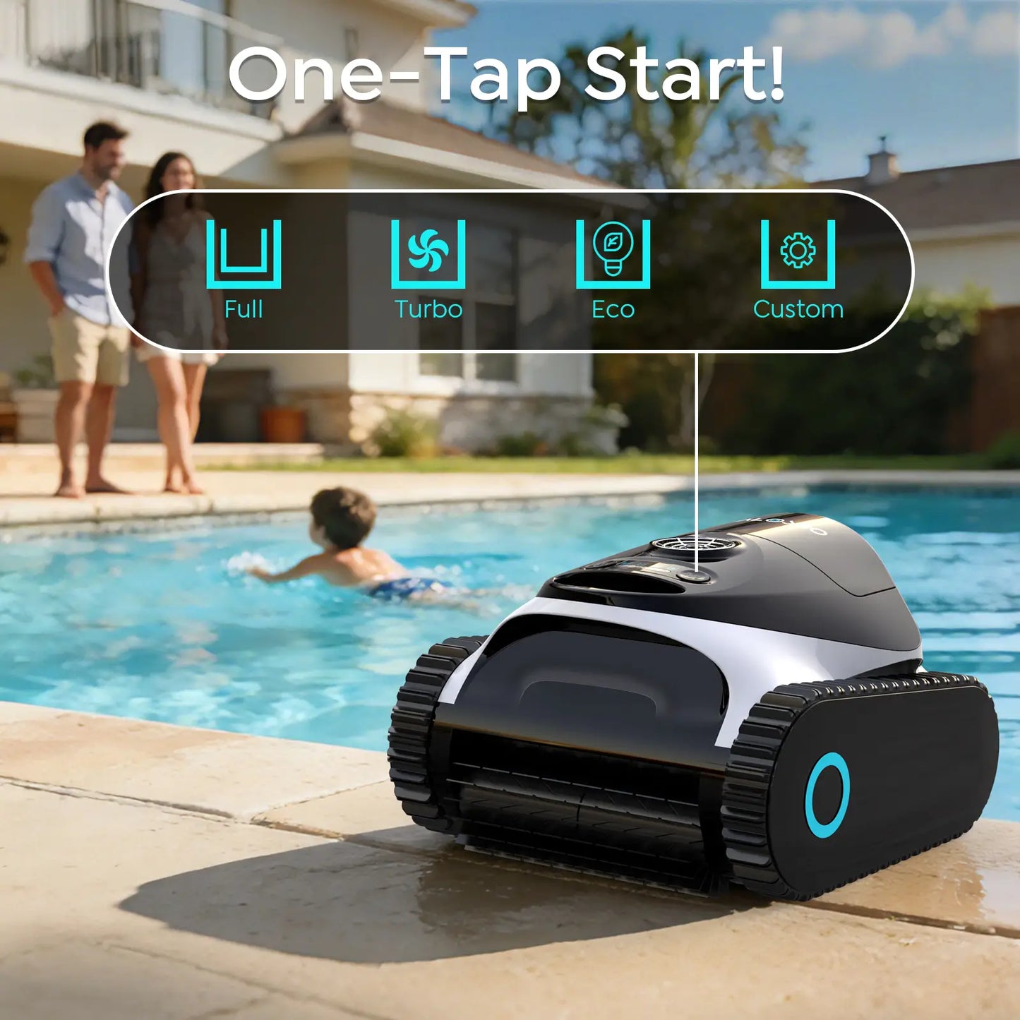 Talosbo C1 Cordless Robotic Pool Vacuum Cleaner Black White