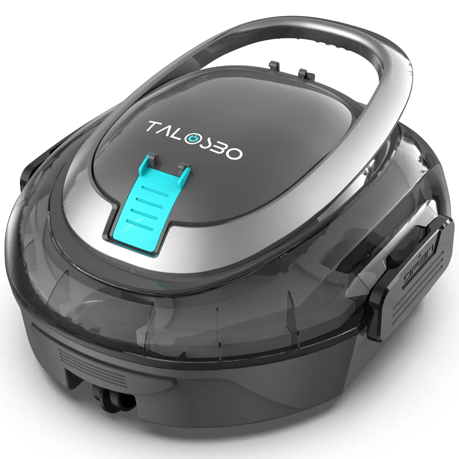 Robotic vacuum cleaner with 'Talosbo' branding on a white background