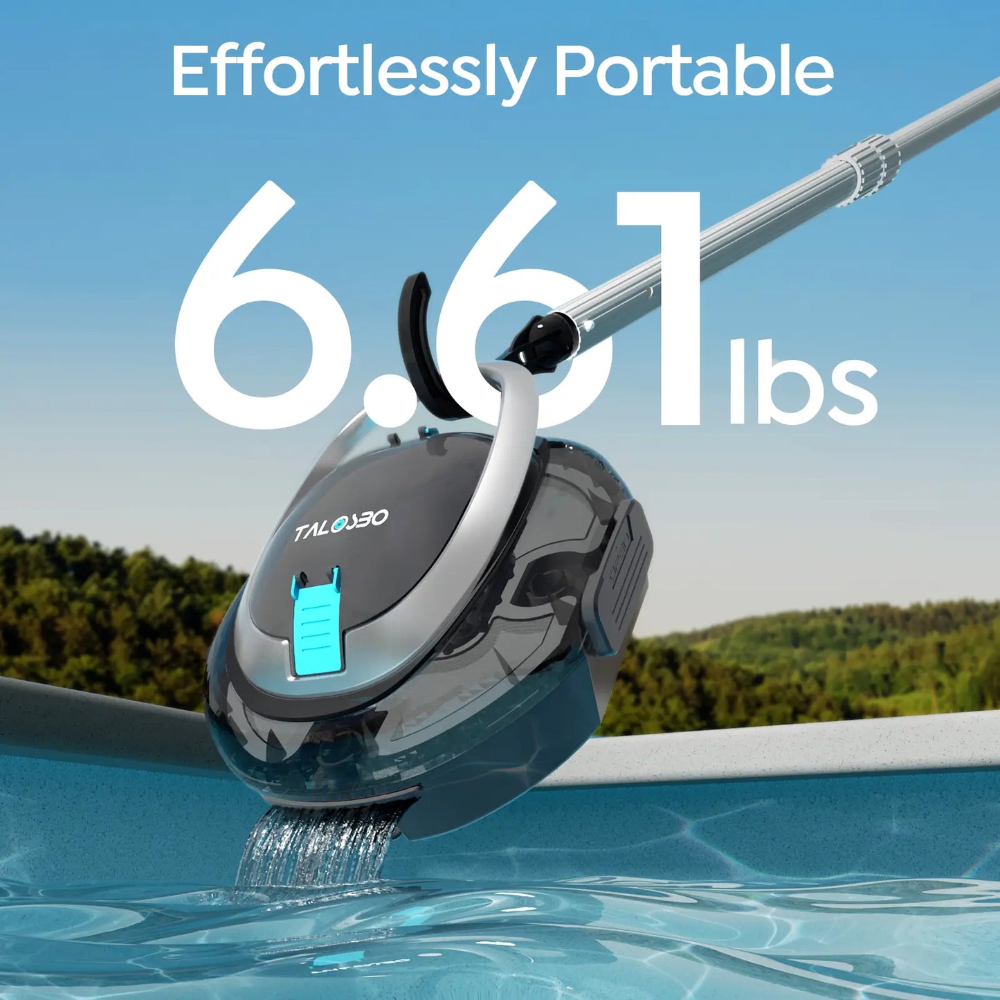 Robotic pool cleaner with weight information on a pool surface