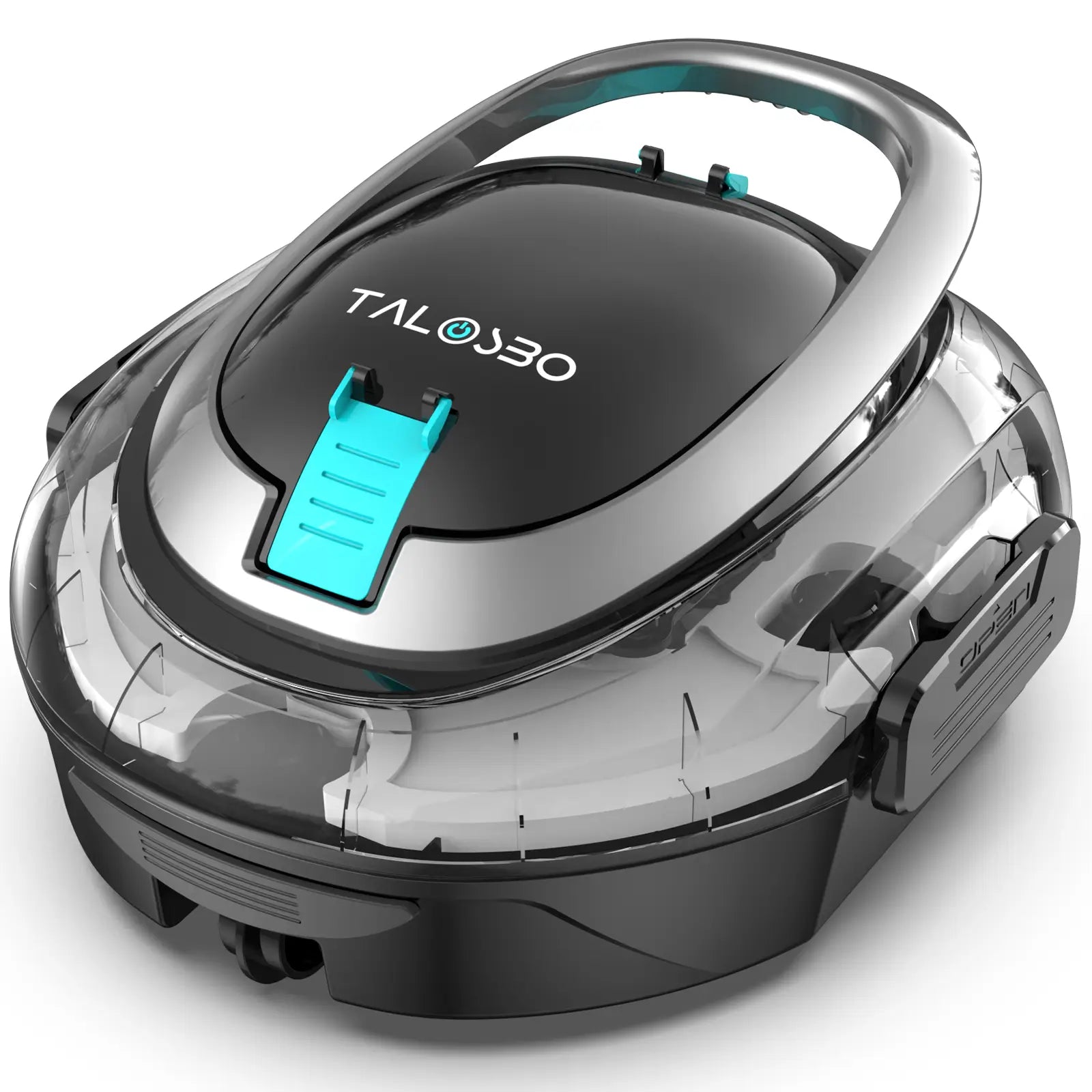 Robotic vacuum cleaner with 'Talosbo' branding on a white background