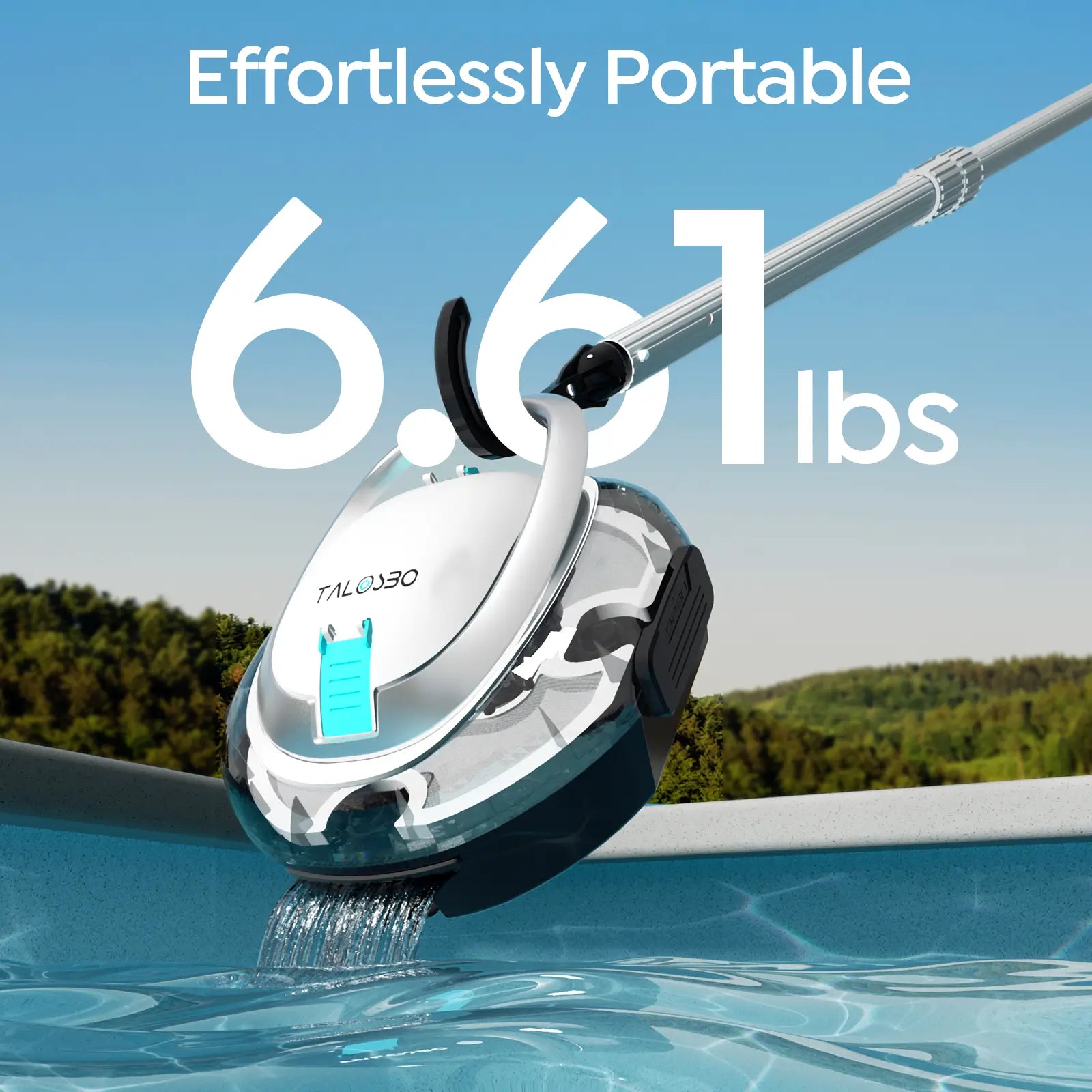 Talosbo S2 Automatic Cordless Robotic Pool Vacuum Cleaner with Dual Filters for Above-Ground & Flat Inground Pools, 90 Min Runtime-White