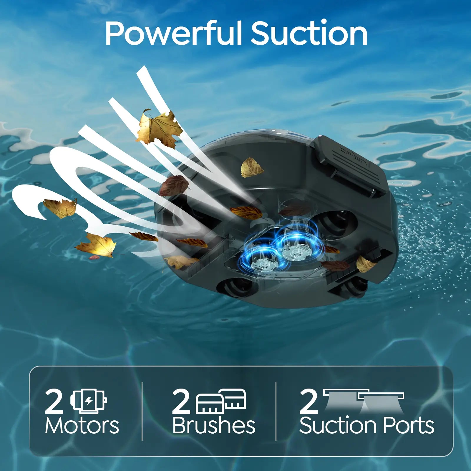Talosbo S2 Automatic Cordless Robotic Pool Vacuum Cleaner with Dual Filters for Above-Ground & Flat Inground Pools, 90 Min Runtime-White